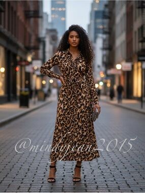 Scotch and Soda cheetah Belted Button Down Maxi Dress size XS